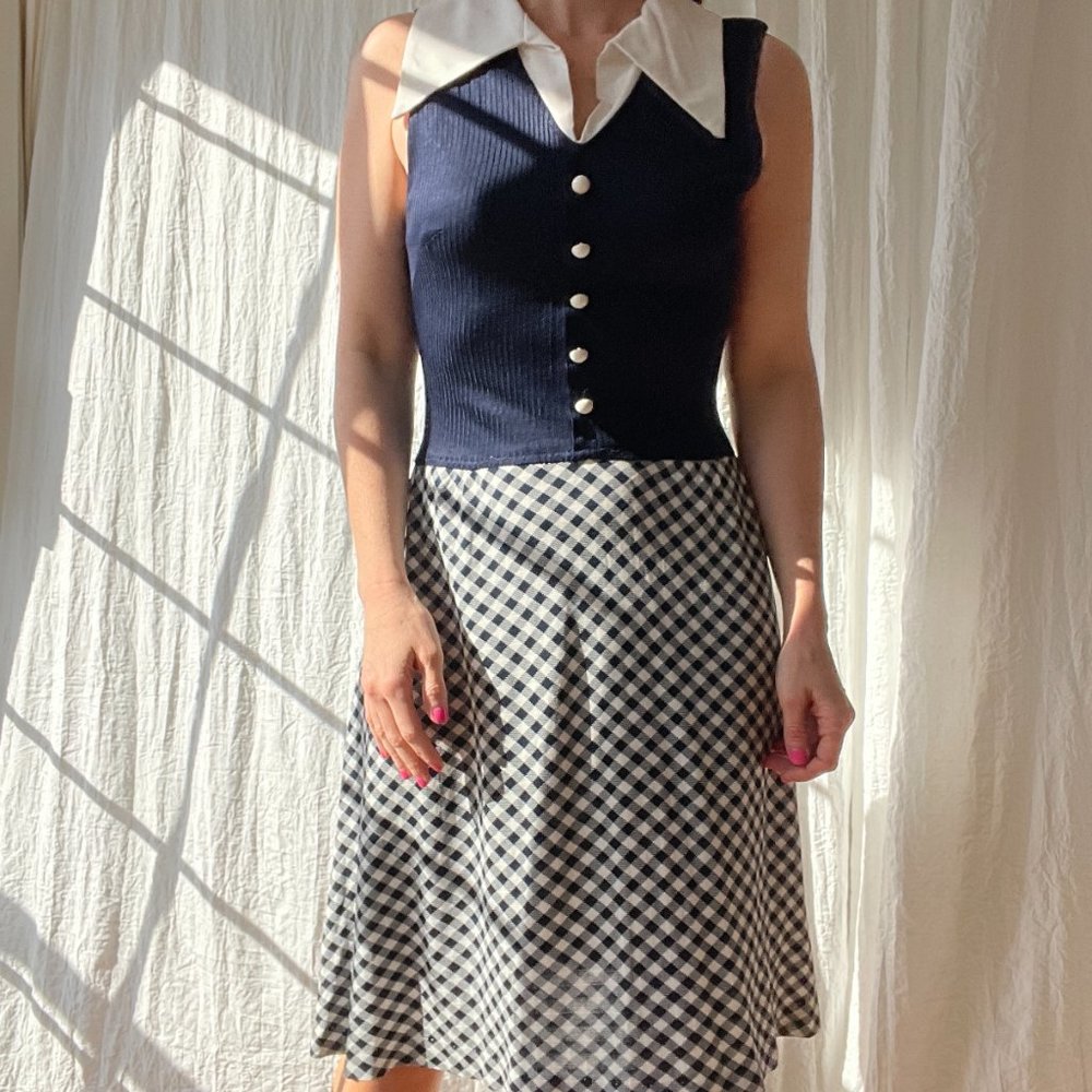 Vintage 60’s Gingham Dress with Statement Collar